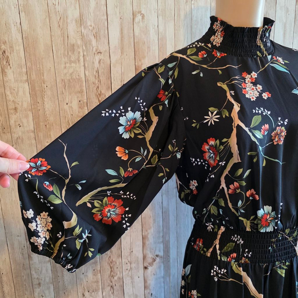 Nanette Lepore Floral Print high low Dress Black - Picture 3 of 10